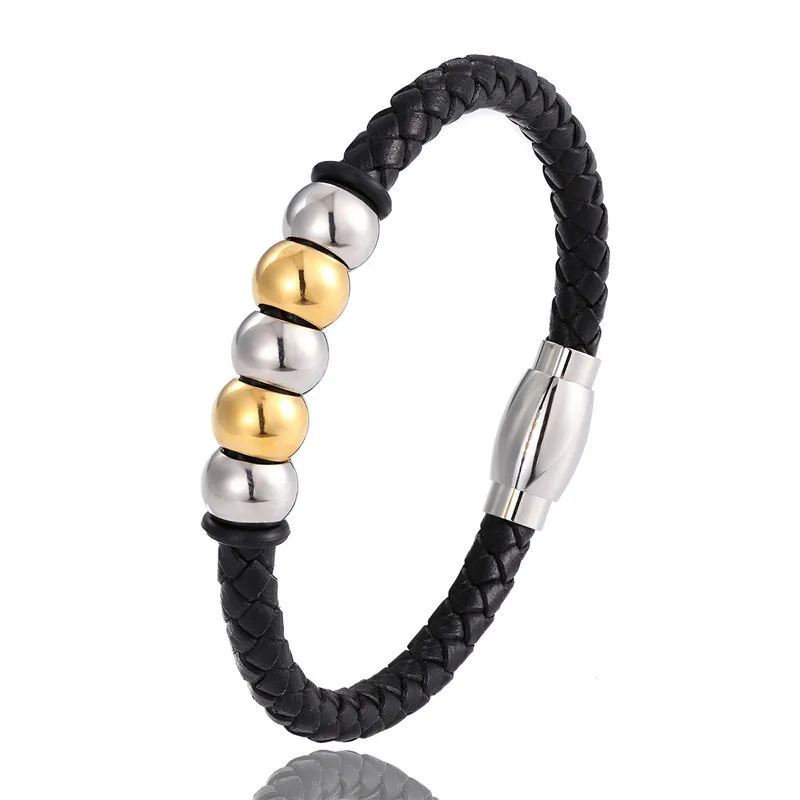 Панк золотые браслеты из натуральной кожи мужские очаровательные ювелирные