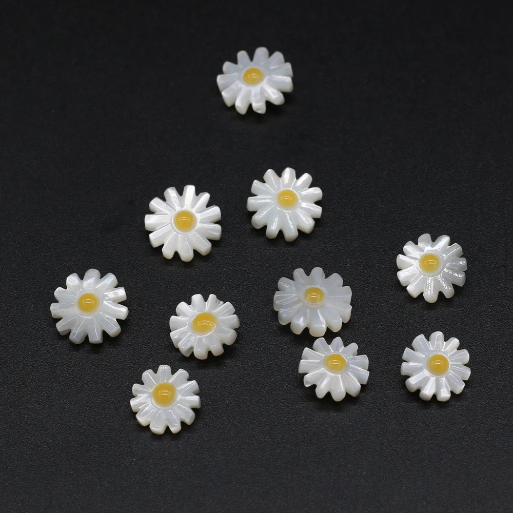 

10PC Natural Pearl Shell Beads Daisy Sunflower Sea Shell Loose Beads for Jewelry Making DIY Bracelet Necklace Earrings Accessory