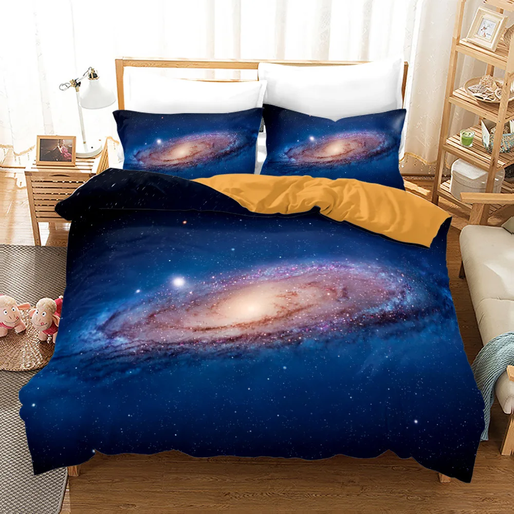 

Space Galaxy Aurora Sunset Glow Bedding Set Single Twin Full Queen King Size Sky Stars Tree Bed Set Kid's Kid Duvetcover 35
