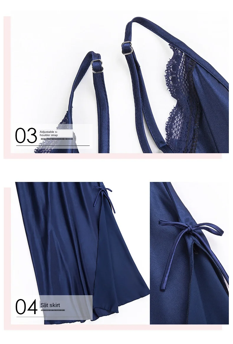 

Silk Sleepwear Pajamas Womens Nightdress Elastic Band-Slip Summer Night Gown Ladies Lingerie Nightgown Plus Size XXXL