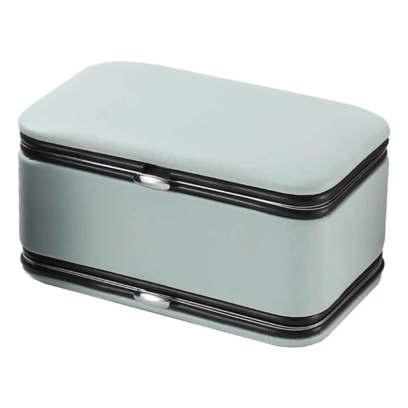 

PU Leather Jewelry Box Manicure Tools Organizer 2 Layers with Mirror Earrings Ring Necklace Display Storage Case K3ND