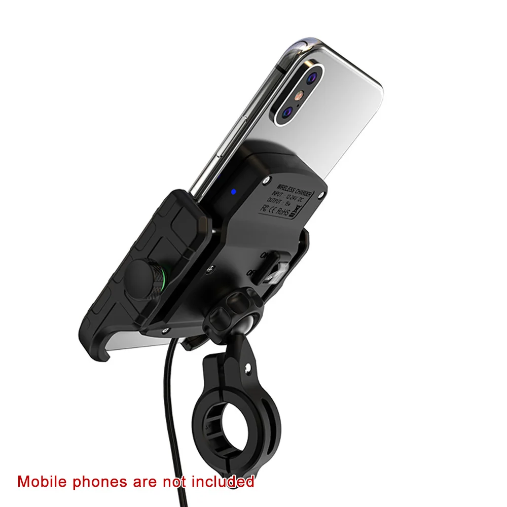 

15W Motorcycle Phone Holder Wireless Charger USB Quick Charging 2 in 1 Aluminium Motorcycle Phone Holder