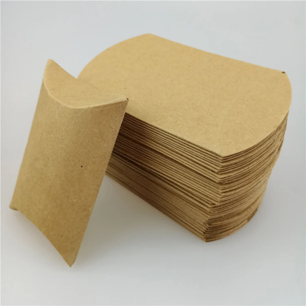 

10Pc Paper Bag Pillow Shaped Candy Box Kraft Paper Christmas Gift Birthday Party Decoration Packaging Box Candy Bag Wedding Gift