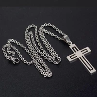 juchao men jewelry hollow cross pendant necklace stainless steel chain necklaces new 2020