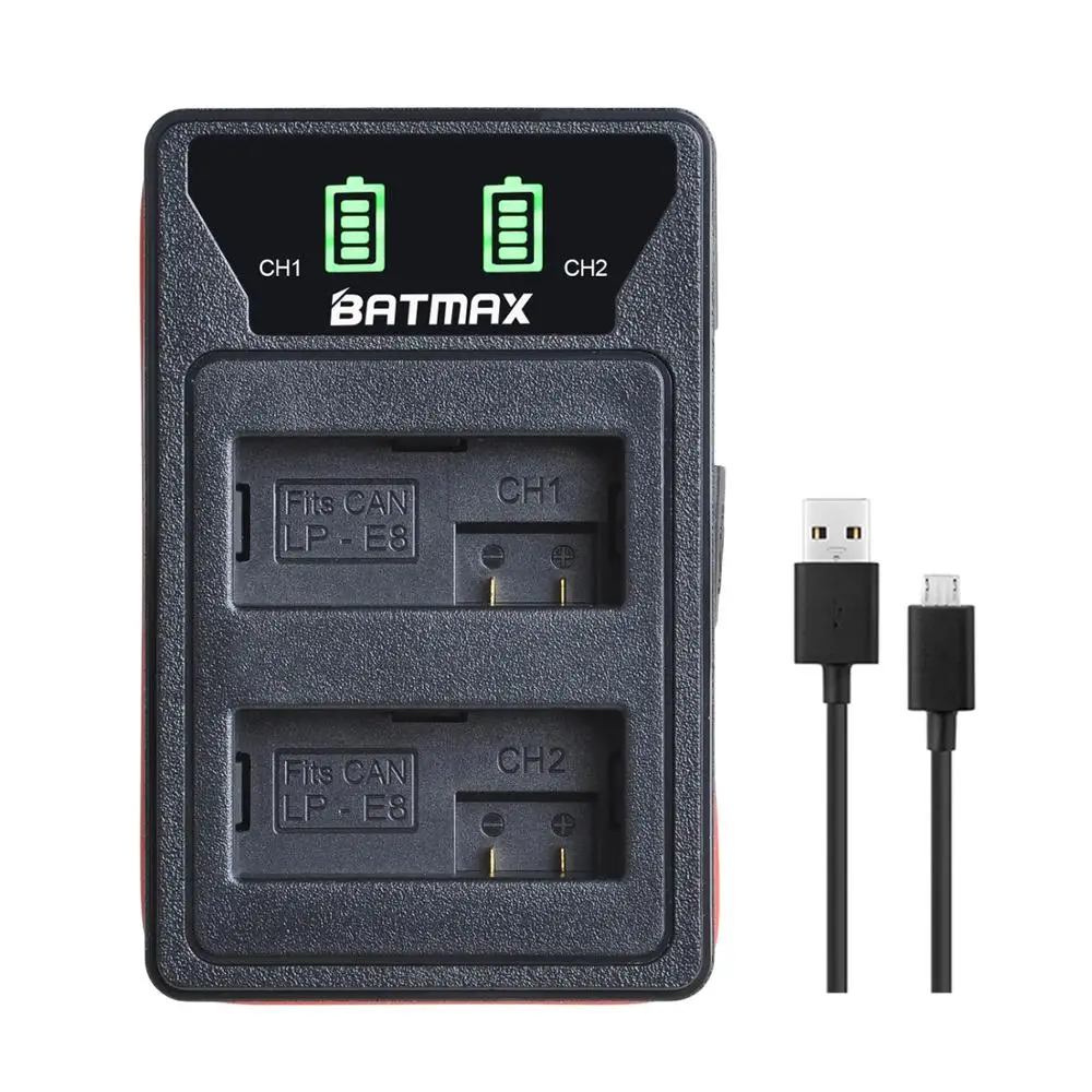 4 шт. 1800 мАч LP-E8 LP E8 LPE8 камера батарея + светодиодный встроенный USB зарядное