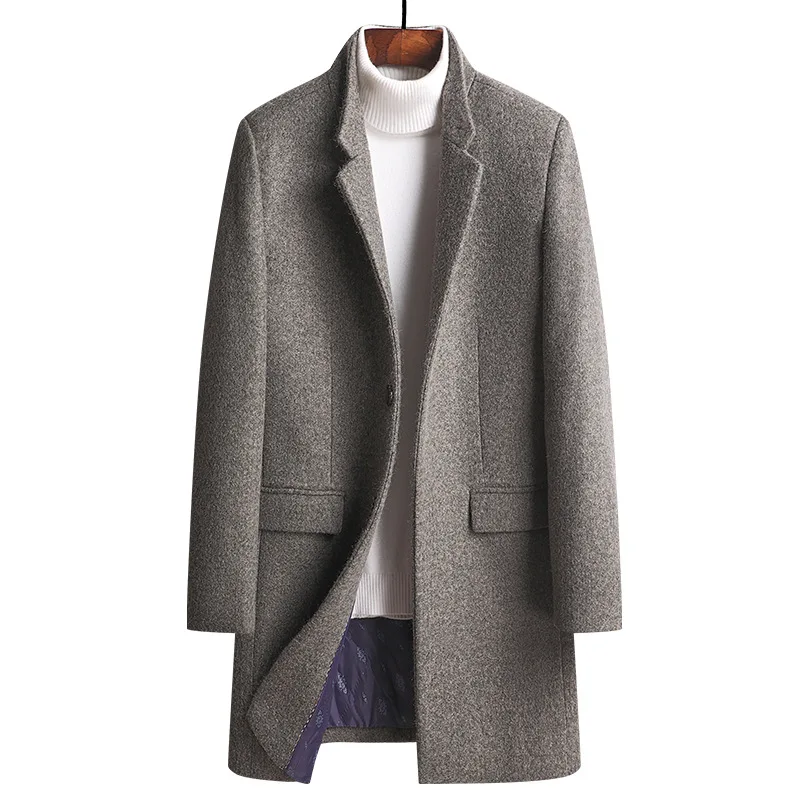 

and Autumn winter new woolen coat men's slim fit medium long wool windbreaker men's thickened woolen coat men's coat