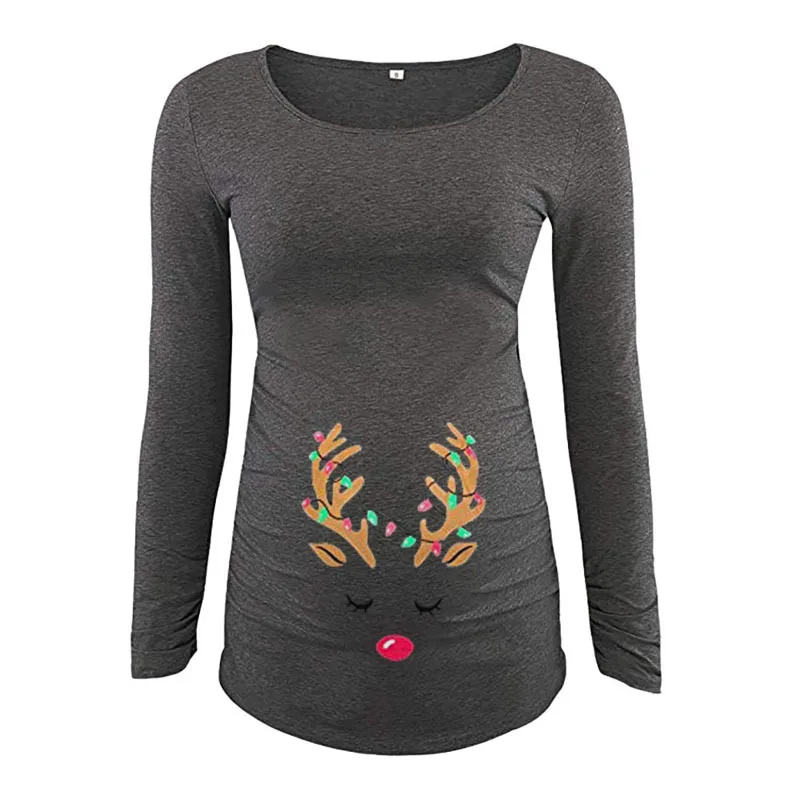 Топ с рождественским принтом для беременных топы женская одежда футболки манго