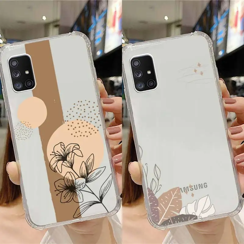 

Banana Leaf Line Art Aesthetics Phone Case Transparent For Samsung Galaxy A S Note 9 10 51 50 71 70 80 20 21 30s ultra plus