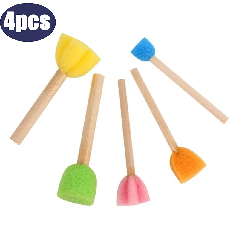 

5pcs Flower Drawing Toys For Children Paint Educational Art And Craft Creativity Girls Kids Toddler Sponge Stamp Brush Kits
