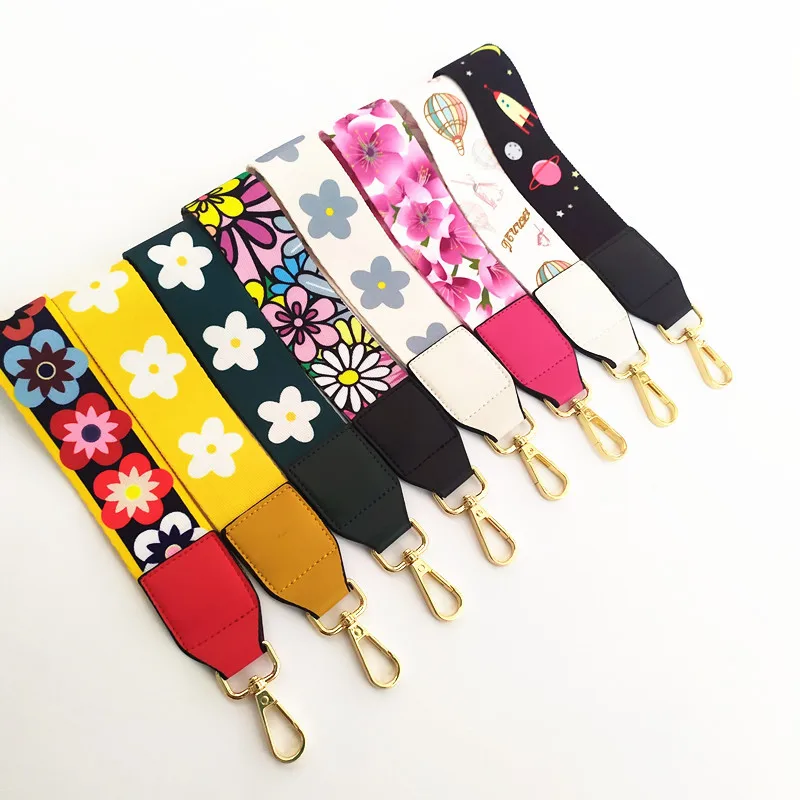 

1PC Printed Bag Strap Flower Straps Keychain Wristlet For Key Chain Lanyard Long Hanging Strap Hand Straps Bag Accessories