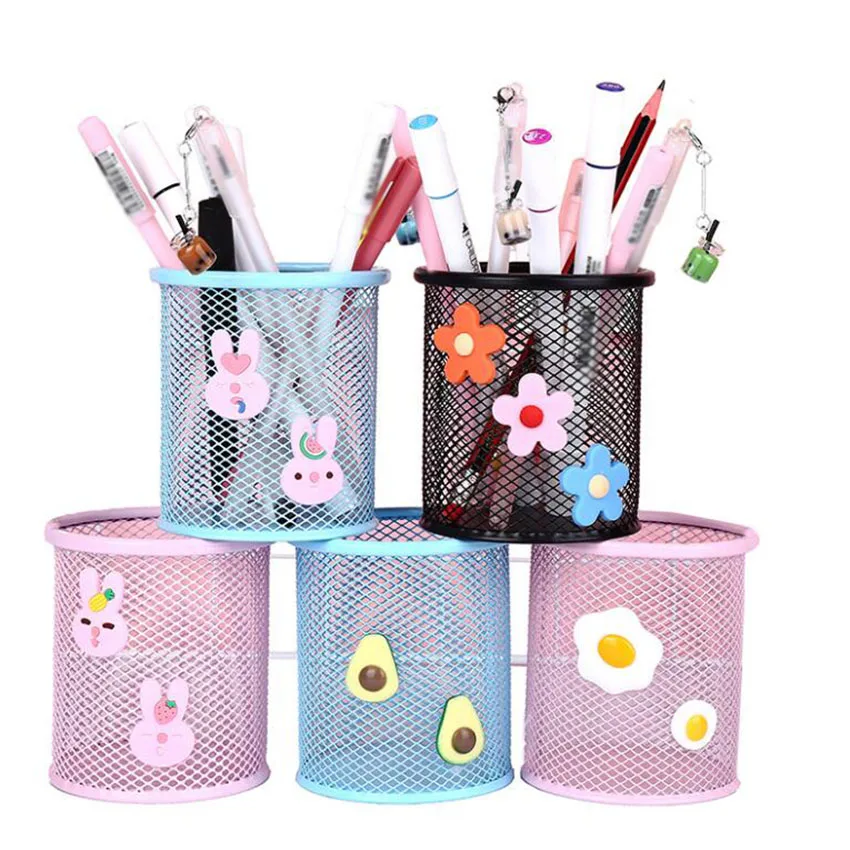 Desktop Decoration Pen Holder Container Storage Bucket Cute Flowers Avocado Fried Egg Pattern Holders Office Stationery | Канцтовары для