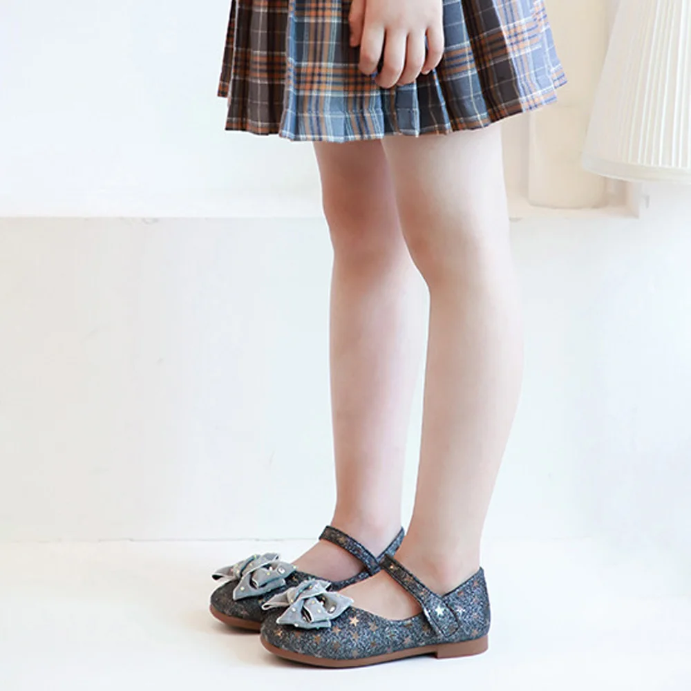 Туфли детские кожаные с бабочками блестками звездами бантиками для девочек |