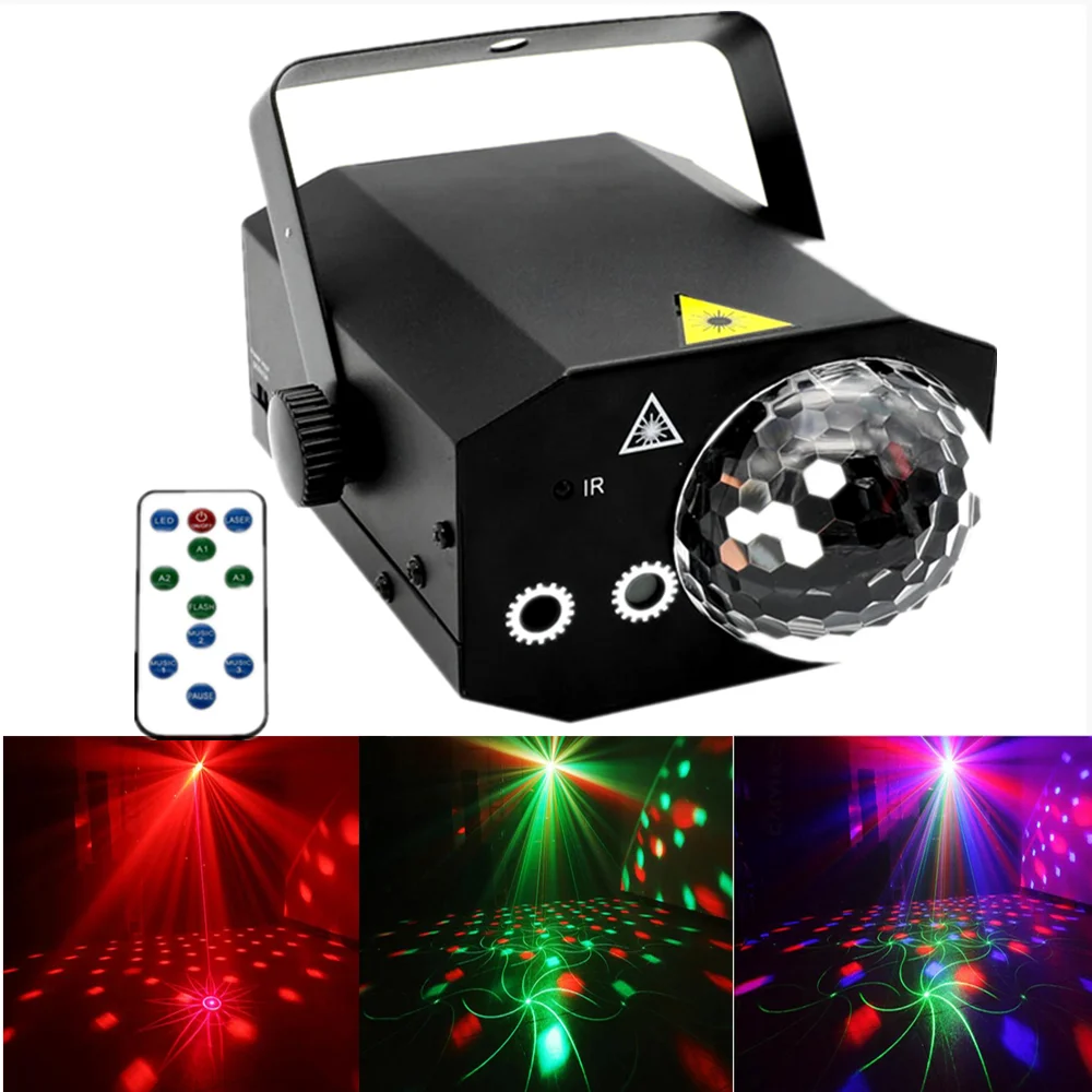 

130in1 Pattern Effect Laser Light with LED Crystal Magic Ball Disco RGB Projector Party Lights DJ Lighting Effect Laser Show