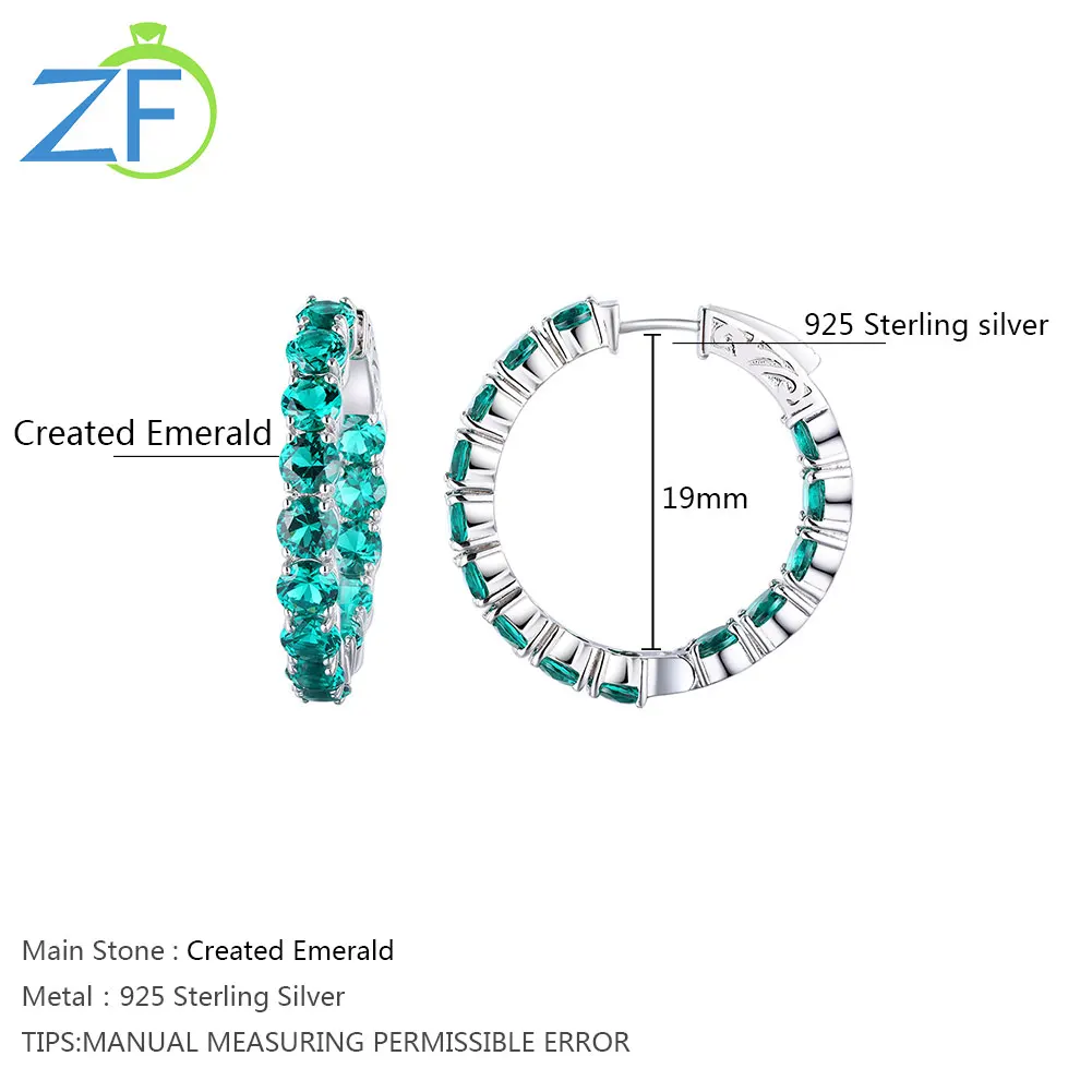 

GZ ZONGFA Handmade Green Gemstone 925 Sterling Silver Fashion Jewelry Hoop Earrings For Women