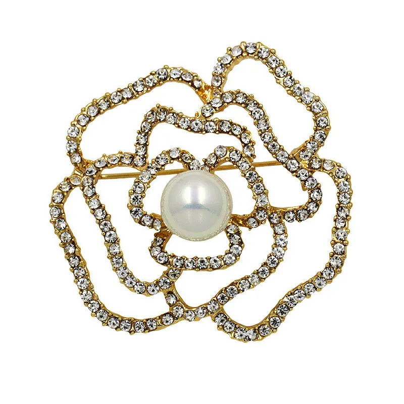 

Camellia Luxury Brand jewlery style flowers Lapel Pins 5 pearls Brooches flower Broche Broach Jewelry for Women