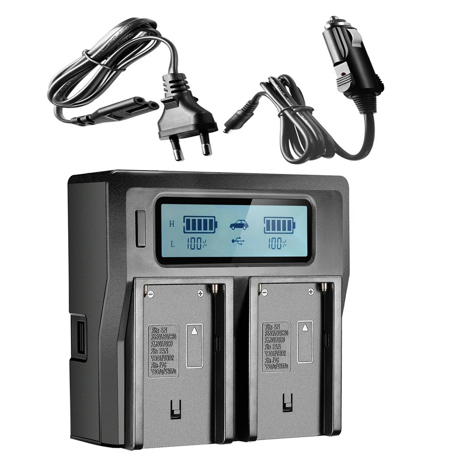 

NP-F970 NP-F960 Dual Channel Digital Camera Battery Charger with LCD Display for Sony NP-F550 / F750 / F950 / NP-FM50 / FM500H