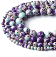violet turquoise round loose bead making accessories for bracelet necklace