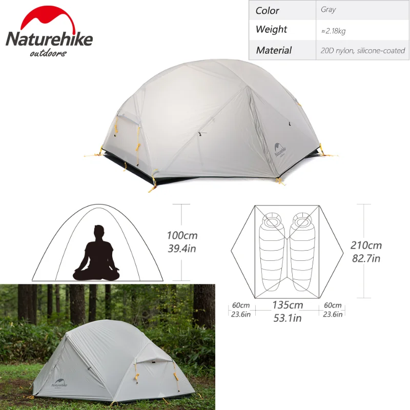 Bestellen Mongar 2-3 Person Camping Zelt 15d Nylon Upgrade Doppel Schicht Im Freien Zelt Ultraleicht 1,57 Kg Wasserdichte Reise Wandern