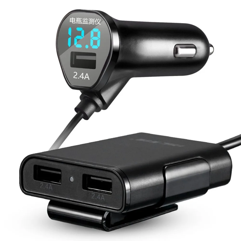 HSC 600D 4.8A 3 порта USB кабель удлинитель автомобильное зарядное устройство