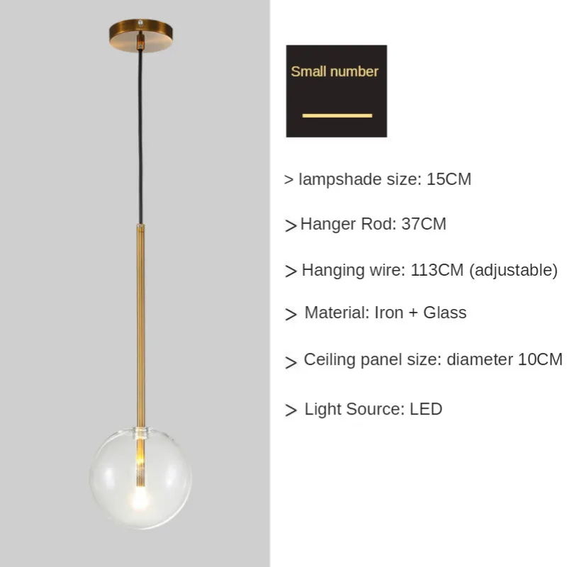 

Pendant Light Nordic Simple Glass Golden Kitchen hanging lamp Creative Spherical Living Room Dining Room Bedroom Decorative Lamp