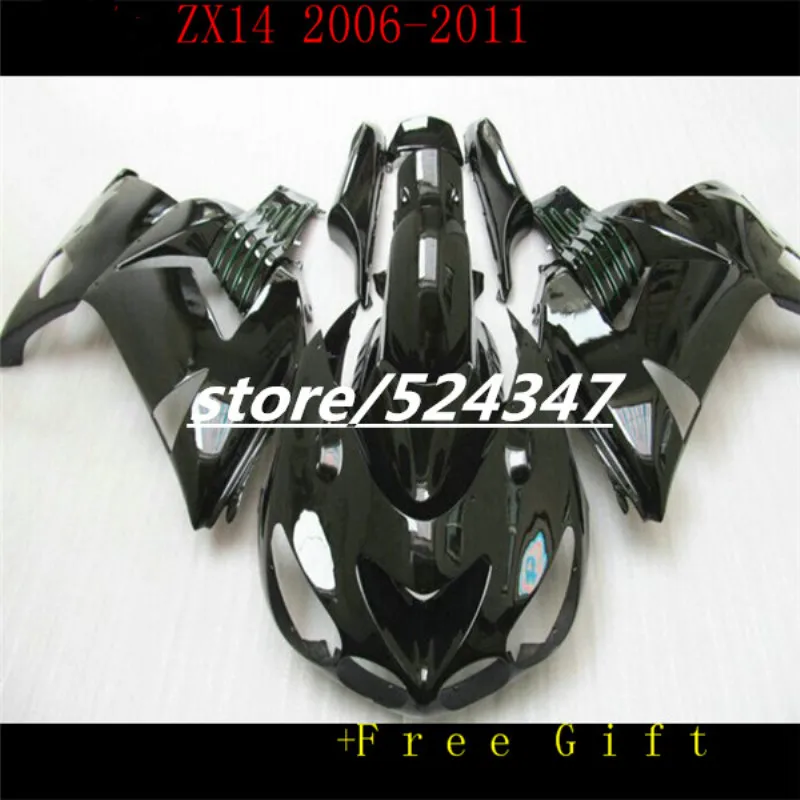 

Injection mold free customize fairing kit for Kawasaki Ninja ZX14R 06-11 black fairings set ZX14R 2006-2011