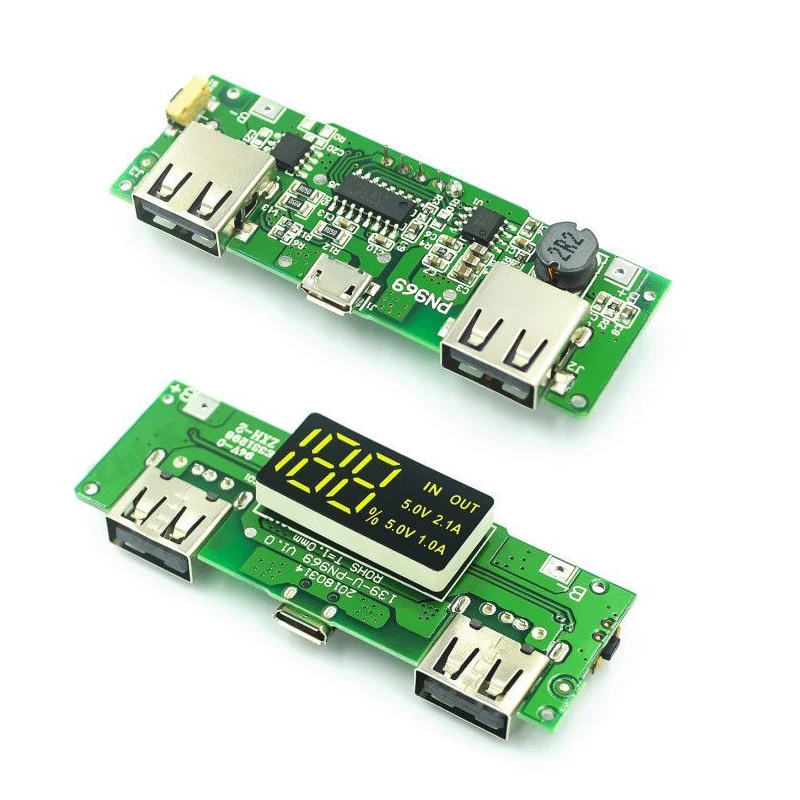 led dual usb 5v 2 4a microtype c usb mobile power bank 18650 charging module lithium battery charger board circuit protection free global shipping