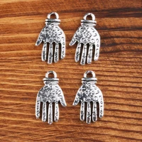 antique silver color 10pcs zinc alloy palm shaped metal pendant charms for jewelry making handmade diy bracelet accessories