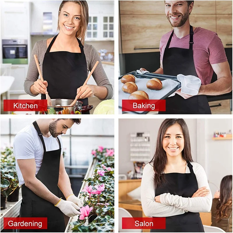 

Hot XD-Adjustable Bib Apron Waterdrop Resistant with 2 Pockets,Unisex Cooking Kitchen Aprons for Chef Couple BBQ Painting