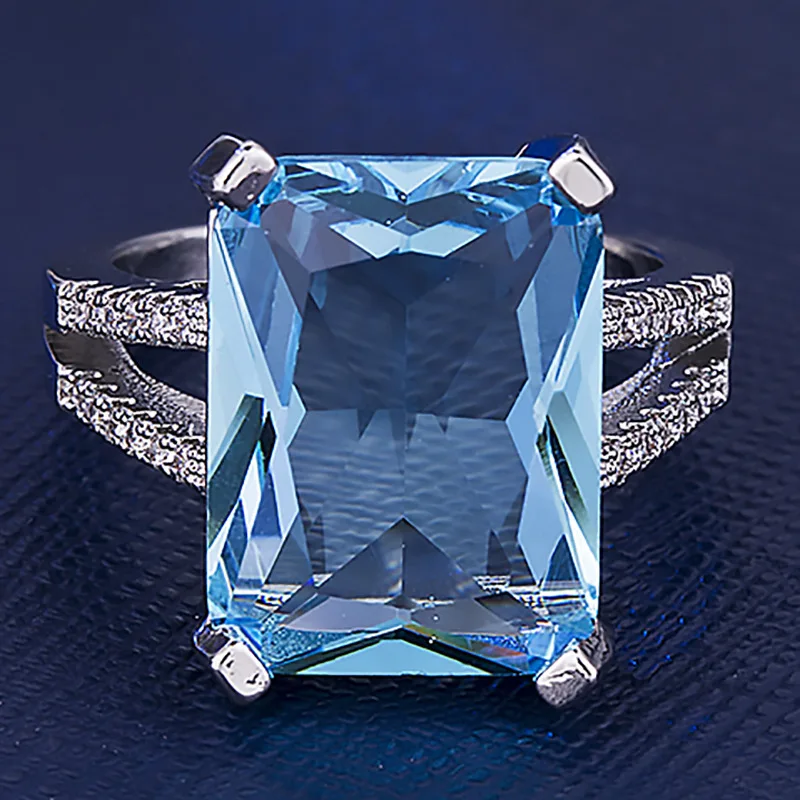 Ретро квадратное ювелирное изделие из синего камня роскошное большое кольцо