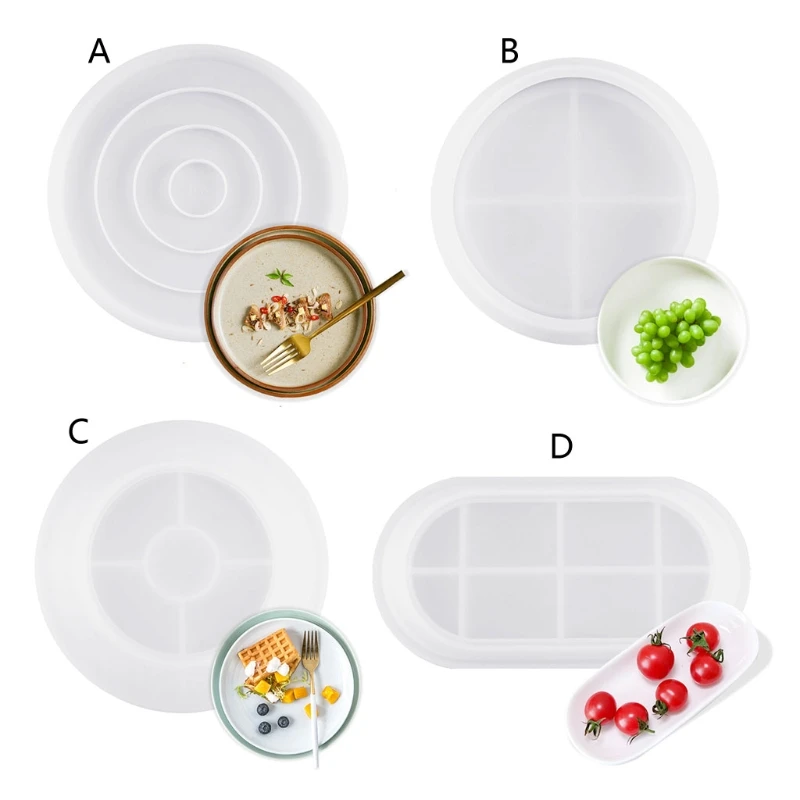 

Silicone Large Soap Dish Resin Mold Oval Round Tray Molds DIY Jewelry Tray Molds