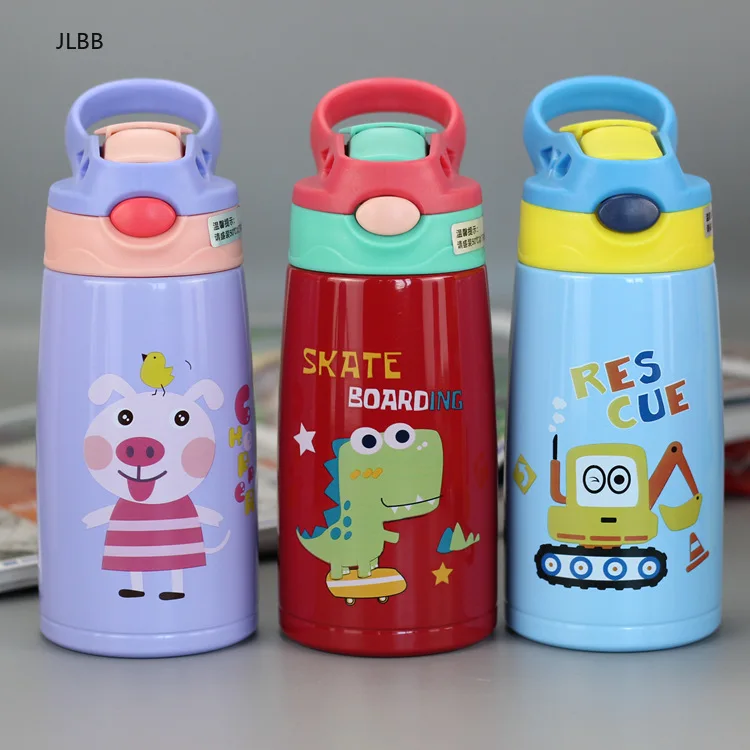 

350ML Cute Kids Thermal Bottle Vacuum Flask With Silicone Straw Stainless Steel Children Thermo Mug Thermos Cup 316 high quality