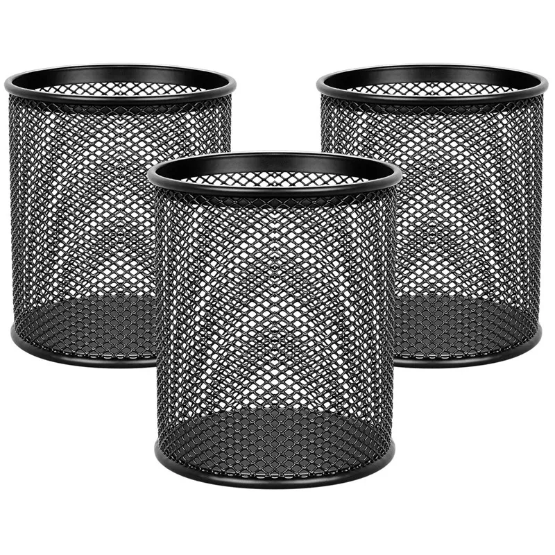 

3 Pack Pen Holder Mesh Pencil Holder Metal Pencil Holders Pen Organizer Black For Desk Office Pencil Holders