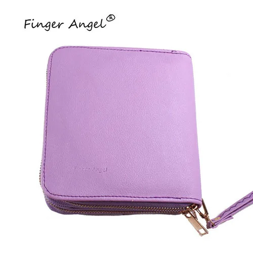 Finger Angel 192 слотов 6 цветов пластины для штамповки ногтей двойная молния Чехлы для ногтей трафарет держатель маникюрный шаблон Oragnizer - Цвет: Purple