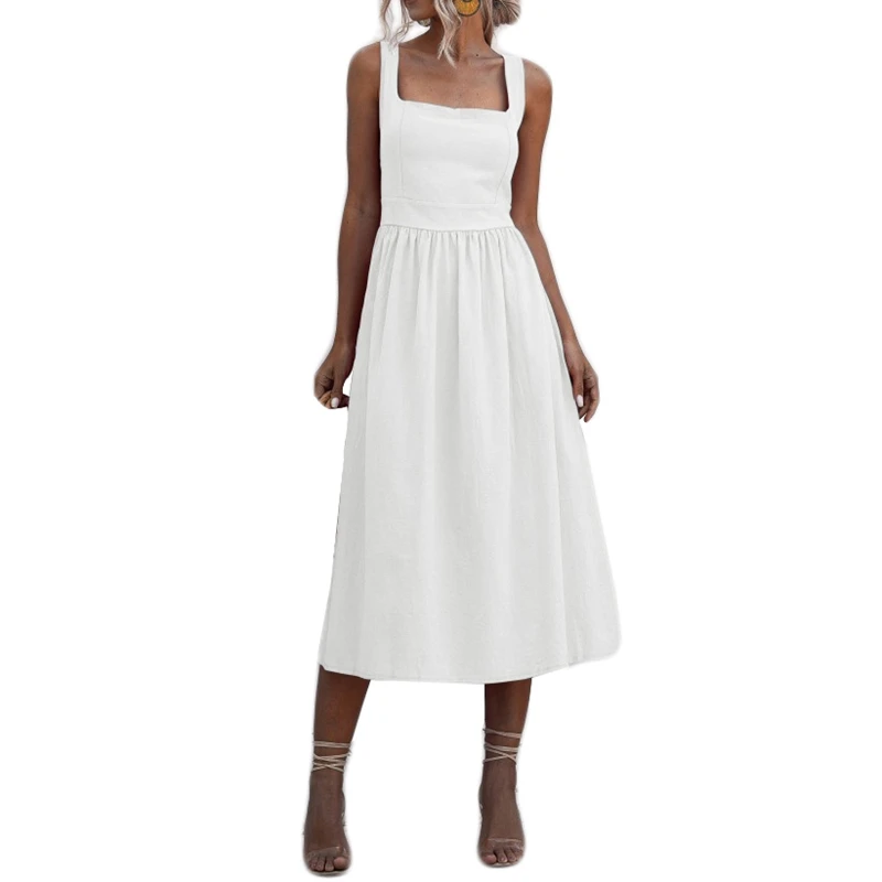 Летнее элегантное пляжное платье юбка средней длины женское сексуальное с u