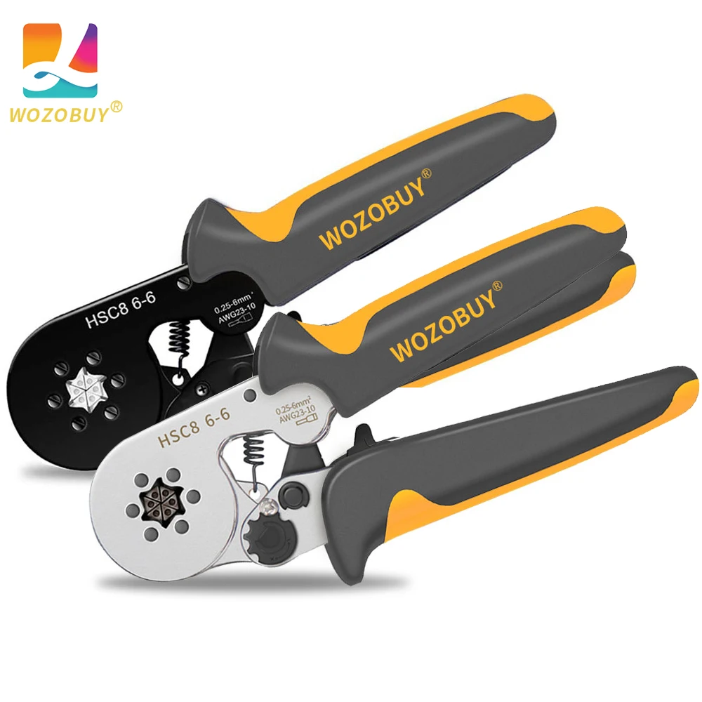 

Ferrule Crimping Tool Kit Adjustable Ratchet HSC8 6-6A/S 0.25-6mm² AWG 23-10 Portable Crimping Pliers with Ergonomic Handle