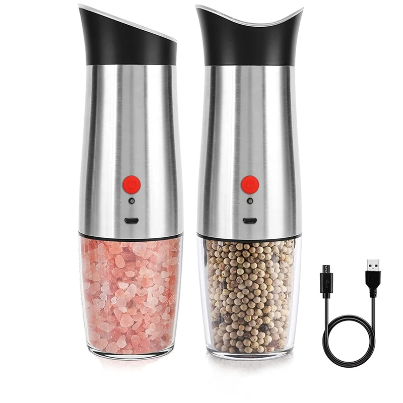 

Electric Salt and Pepper Grinders Set, Rechargeable Pepper Mill,Automatic Seasoning Mills, Adjustable Grind Coarseness
