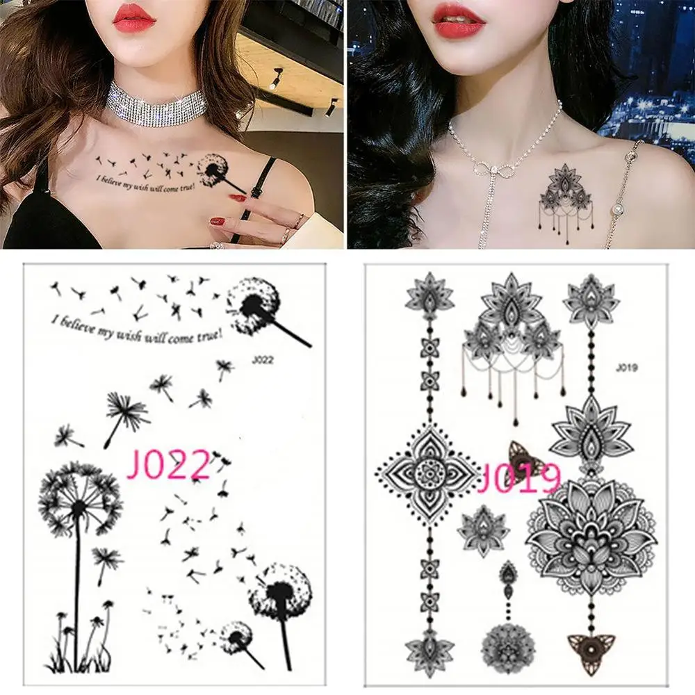 Водонепроницаемый временная татуировка стикер черный Ханна кружевные тату