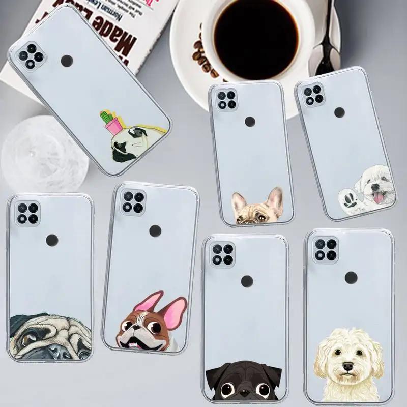 

Cute cartoon Pug Dog French Bulldog Phone Case Transparent for Xiaomi redmi note 5 7 8 9 10 11 t S A lite pro high quality funda