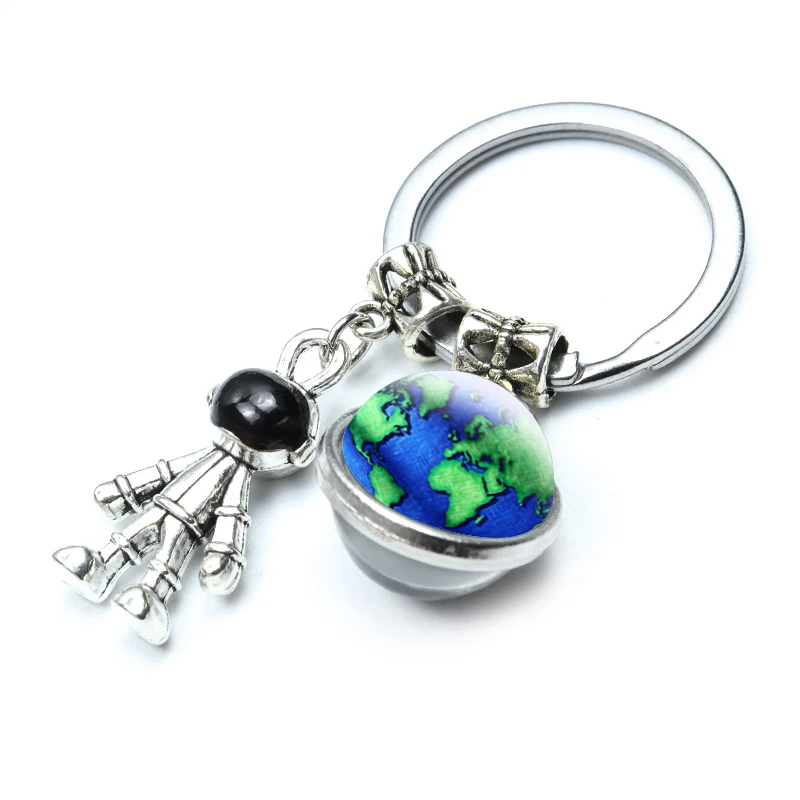 Винтажный брелок с картой мира модные подвески в виде астронавта космоса робота