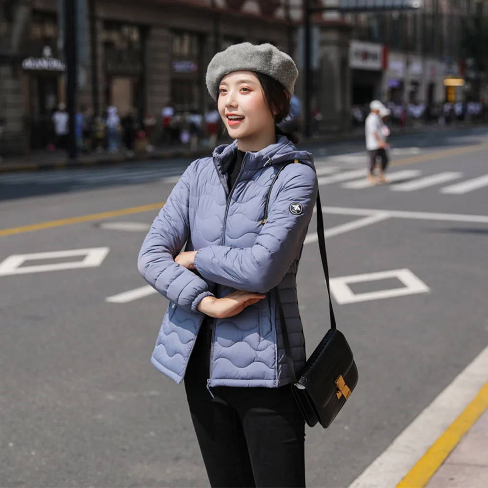 Korean Style Short Thin Quilted Coats Jacket Fashion Solid Hooded Zipper Overcoat Women Autumn Winter Outerwear Parkas Top | Женская
