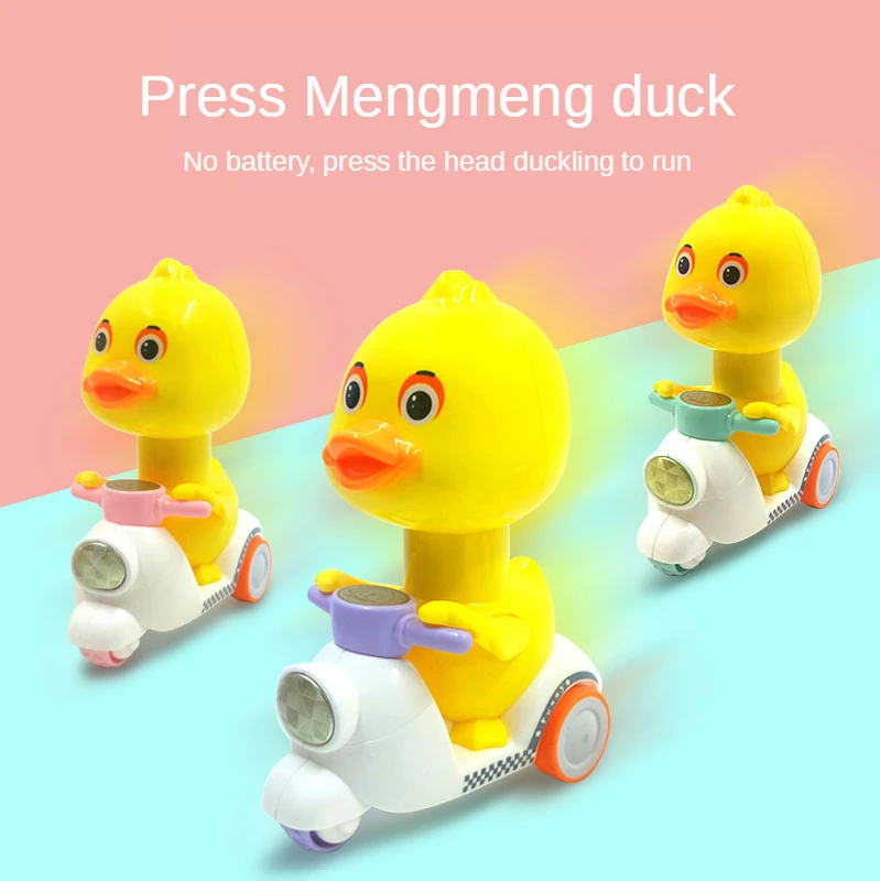 

No not need battery press then return cart little yellow duck motorcycle inertia pressure cute duck press duck toy