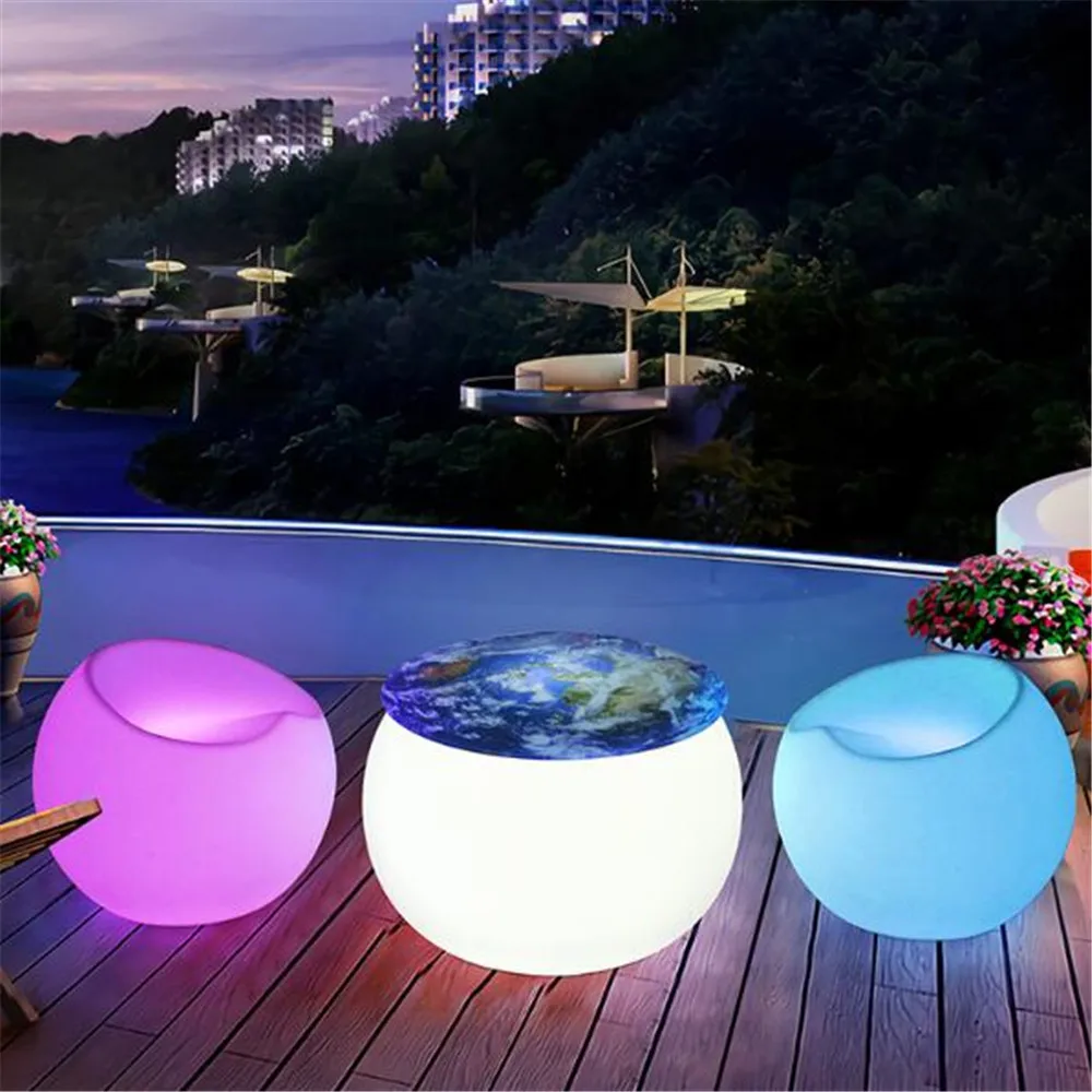 

2021 Latest Rechargeable LED Cocktail Table Plastic Bar Counter Coffee Table Commercial Bar Furniture Bar Stool Fashion Decorati