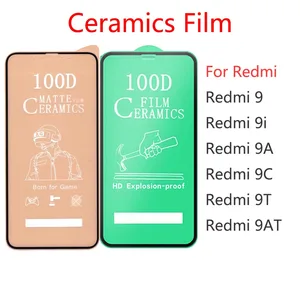 50pcslot 100d full cover soft ceramic tempered glass for xiaomi redmi 9 9i 9a 9c 9t 9at screen protector film free global shipping