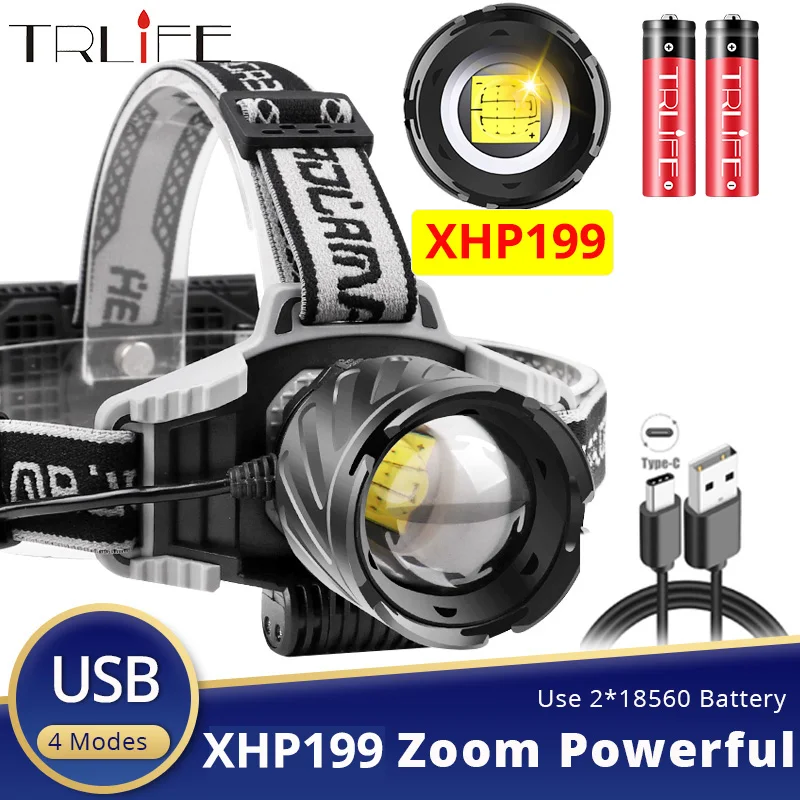 80000LM XHP199 светодиодный налобный фонарь высокой мощности XHP70 головной светильник