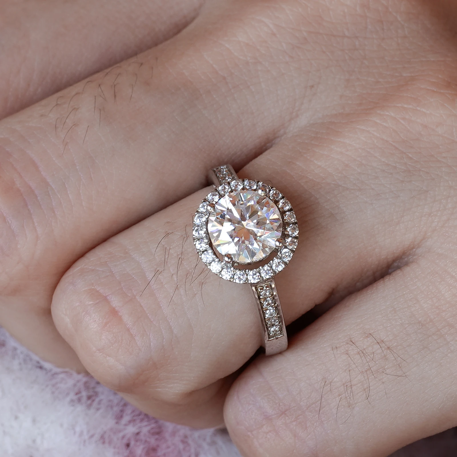 

JOVOVASMILE 6,5 * 6,5 мм 1 карат 925 твердое серебро супер вспышки муассанит кольца прошли испытание с бриллиантами свадебные украшения юбилей