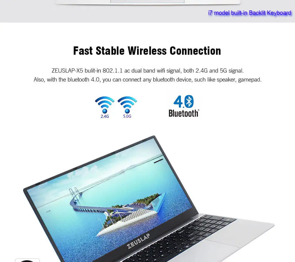 ZEUSLAP 15,6 дюймов Intel Core i7 8 ГБ ОЗУ до 1 ТБ SSD 1920*1080P FHD Win10 двухдиапазонный wifi нетбук i7 ноутбук компьютер
