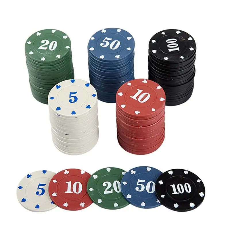

100 Pcs Game Coins Plastic Currency Toys Mahjong Game Chips Props with Box
