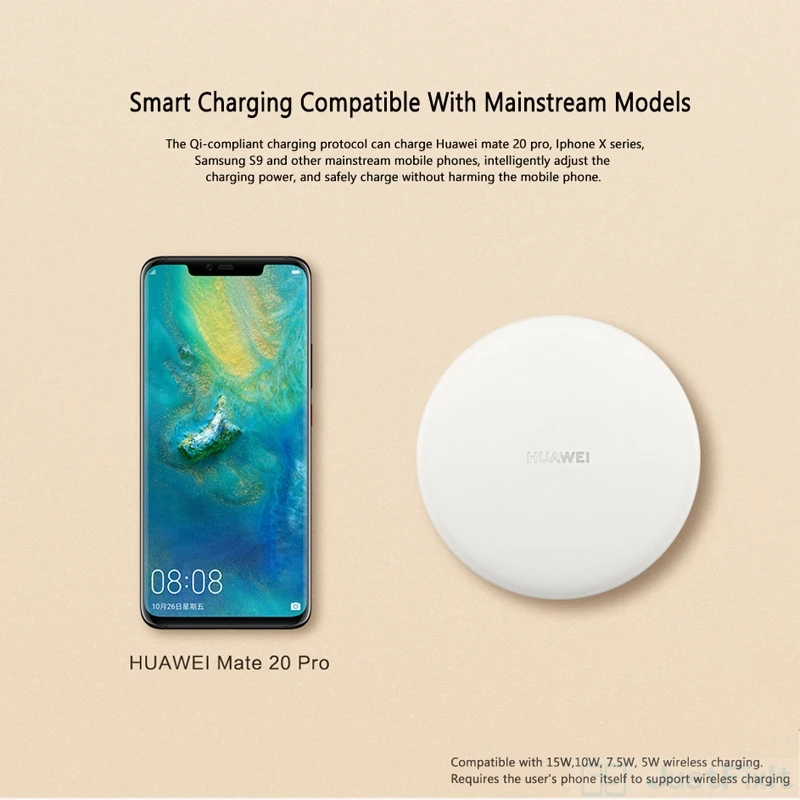 Беспроводное зарядное устройство Huawei 15 Вт CP60 27 CP61 суперзарядка для Mate 20 RS Pro iPhone X 8