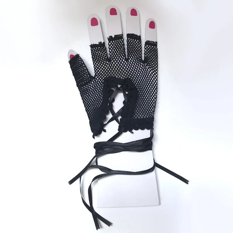 Перчатки сетчатые кружевные без пальцев в стиле панк-рок | Аксессуары для одежды