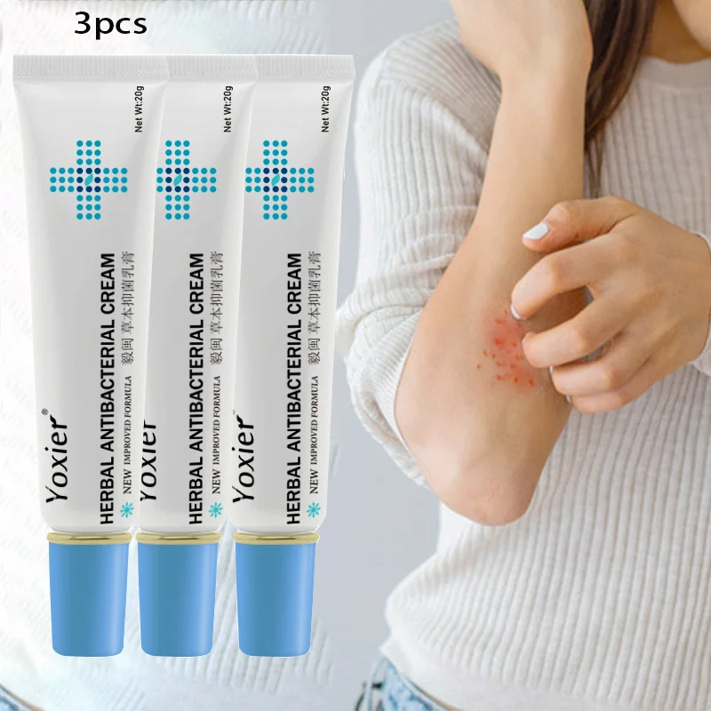 

3pcs Yoxier Herbal Antibacterial Cream Psoriasis Cream Anti-itch Relief Eczema Skin Rash Urticaria Desquamation Treatment 20G